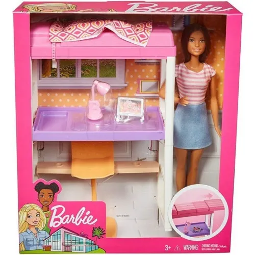 Кукла Barbie - с двуетажно легло и бюро